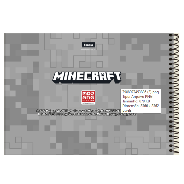 3 Caderno Minecraft Espiral + Brochura 1/4 + Caderno Desenho